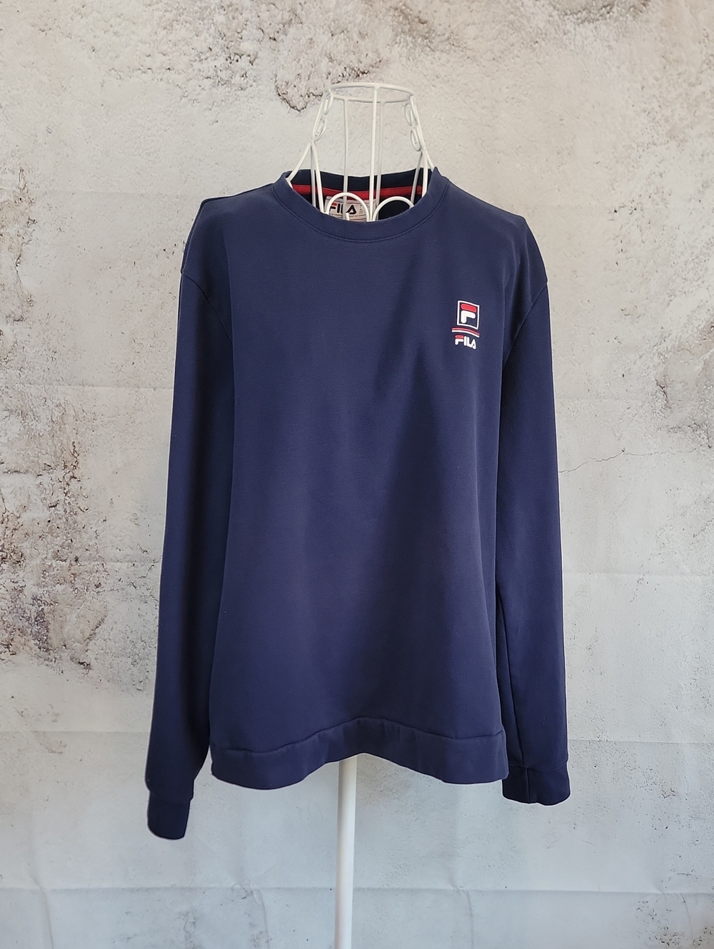 Fila Navy Crewneck Sweatshirt - Men's Classic Logo Sweater Size L
